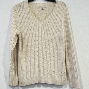 Croft & Barrow Womens Cream Knit Sweater Pullover Size XL